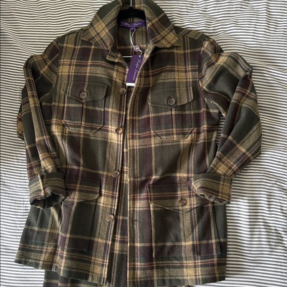NWT!! Ralph Lauren Purple Label Plaid Jacket in Green and Brown - Picture 8 of 8
